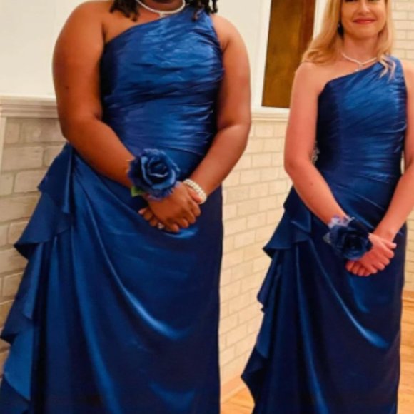 Royal Blue Azazie Kamila One-shoulder Satin Bridesmaid Dress (20) - Picture 8 of 8